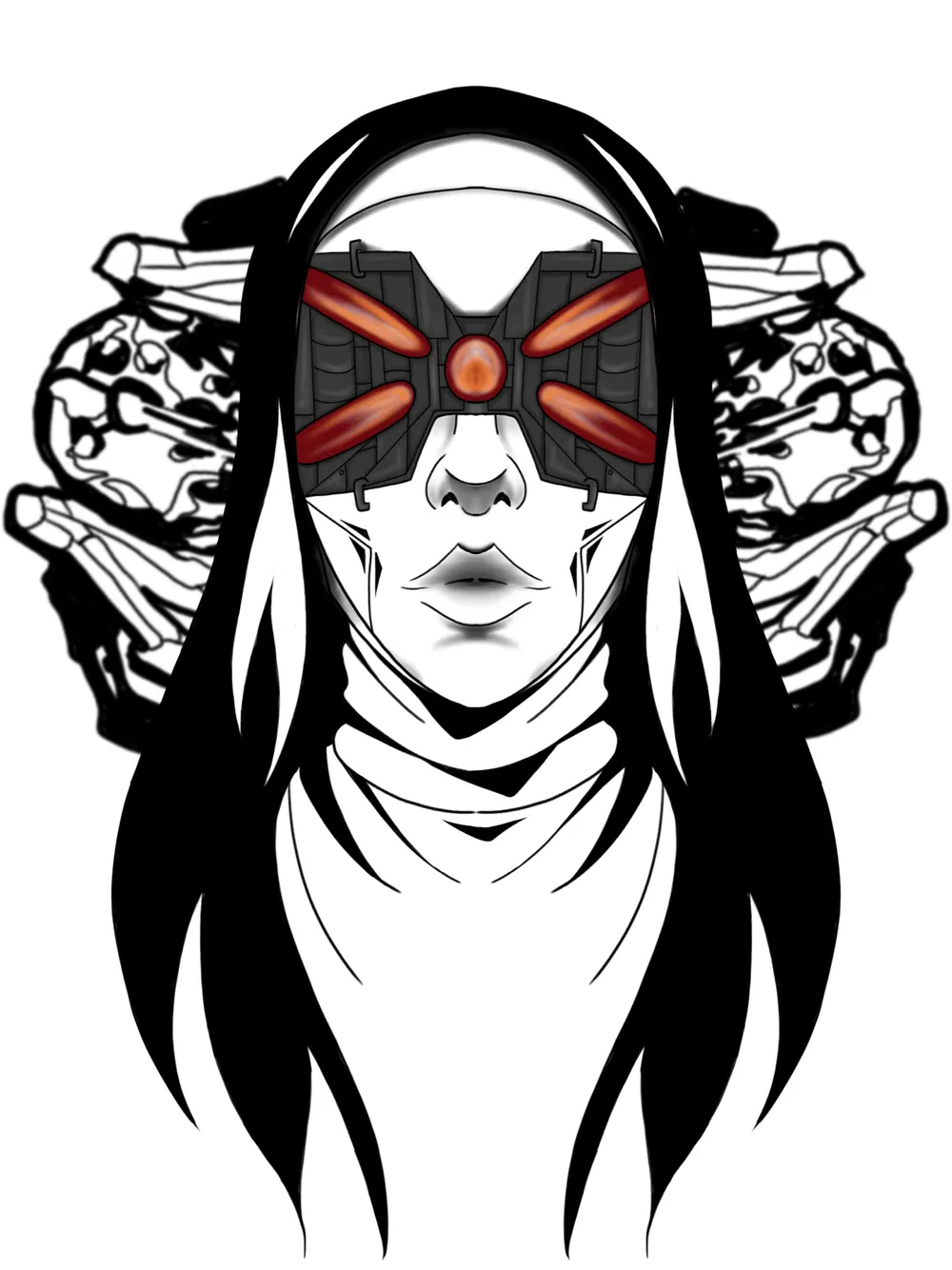 Masked woman (ink)