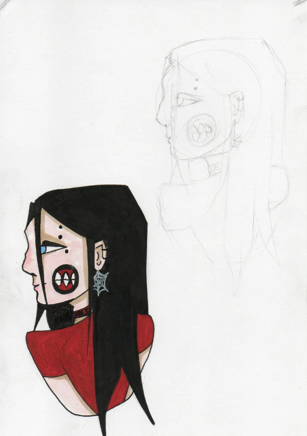 Dark-haired figure
